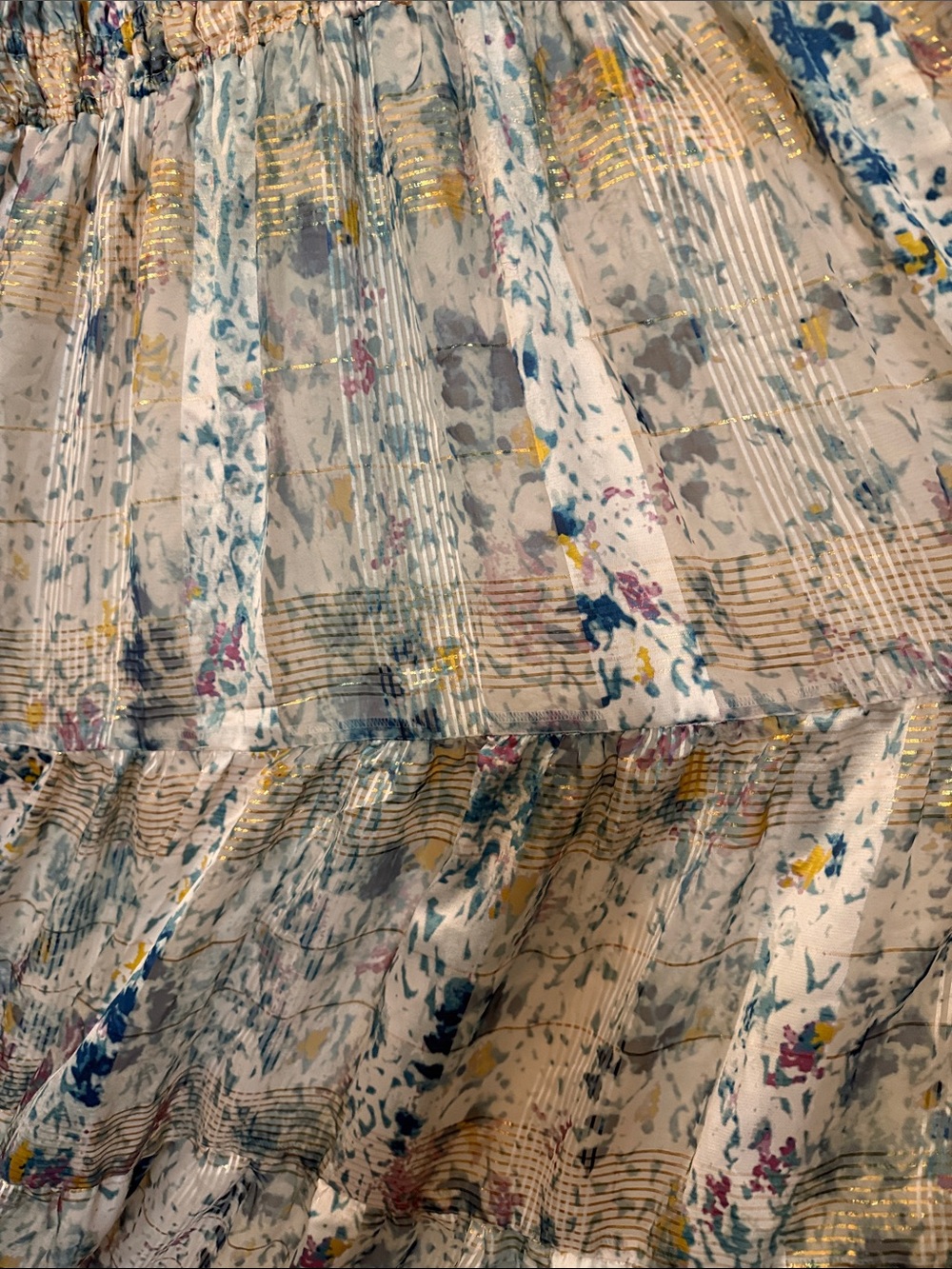 Anthropologie High-Neck Floral Maxi Dress in Blue and Cream NWT - Picture 7 of 10